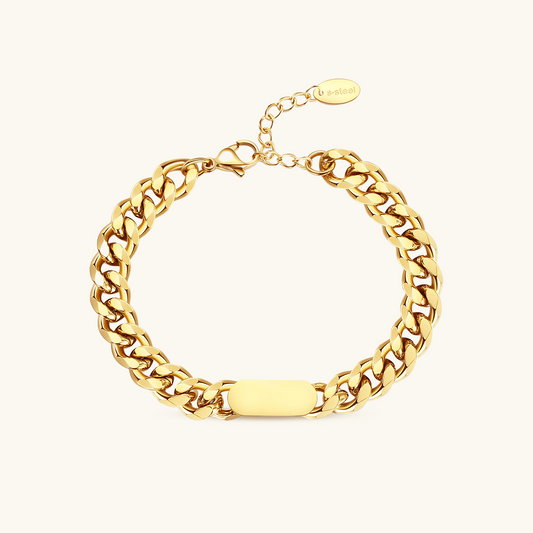Rechthoekige Curb Kettingarmband - 18K Verguld