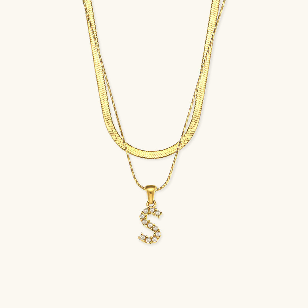 Fiona Gelaagde Gouden Initiaal Letter Ketting