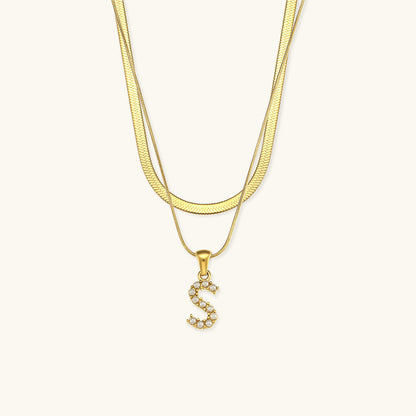 Fiona Gelaagde Gouden Initiaal Letter Ketting
