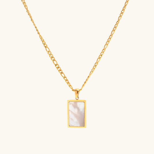 Schelp Rechthoekige Hanger Ketting - Goud