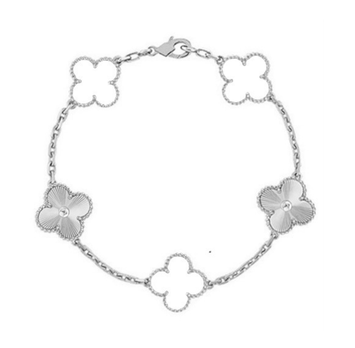 CLOVER | Witte/Zilveren Armband