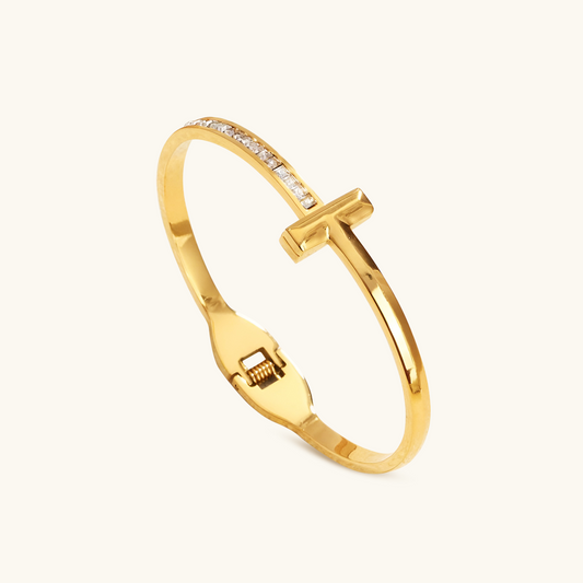 T-Bar Steen Bangle - Goud