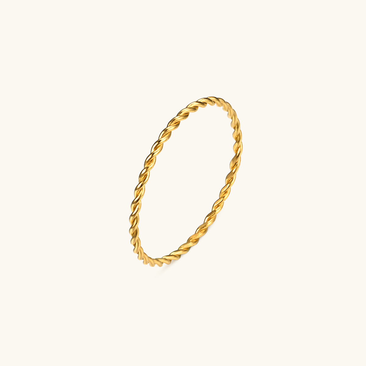 Dunne Touw Twist Ketting Ring - Goud