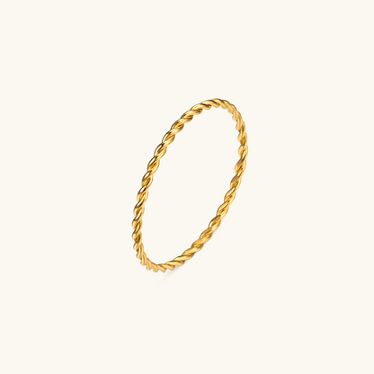 Dunne Touw Twist Ketting Ring - Goud
