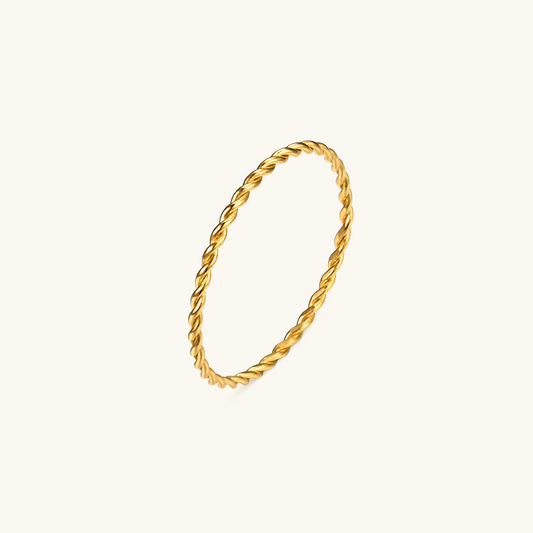 Dunne Touw Twist Ketting Ring - Goud