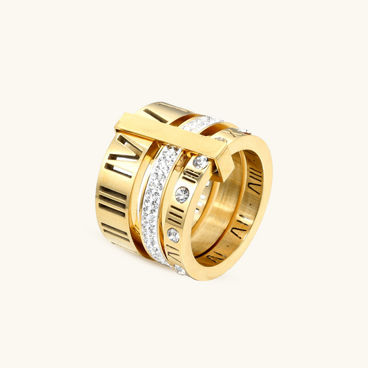 Drie-laags Steenring - Goud