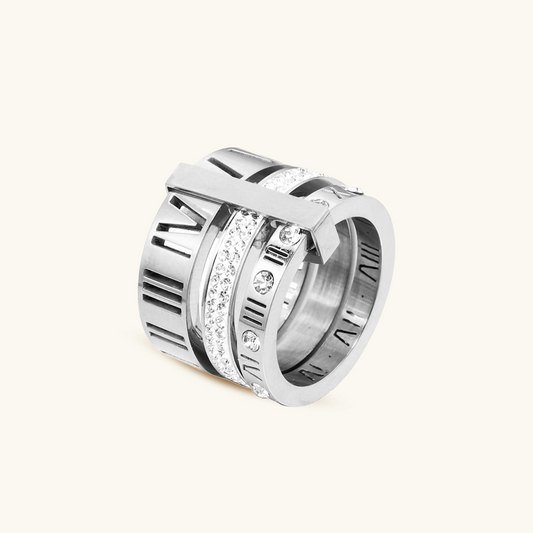 Drie-laagse Steenring - Zilver