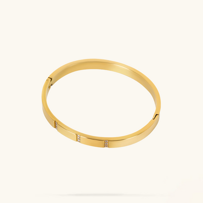 Lineaire Steen Bangle Armband - Goud