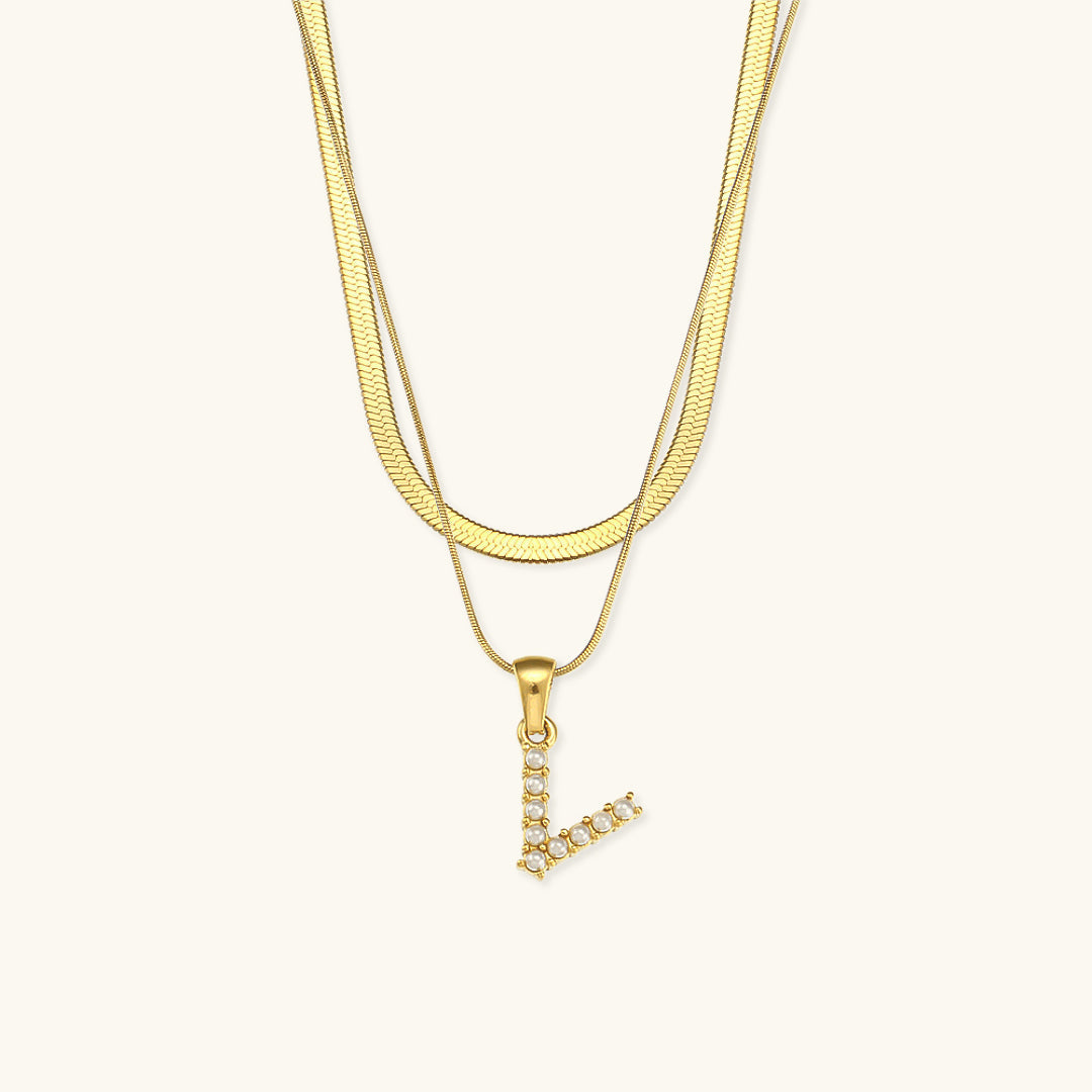 Fiona Gelaagde Gouden Initiaal Letter Ketting