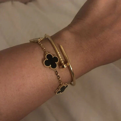 CLOVER | Zwart/Gouden Armband