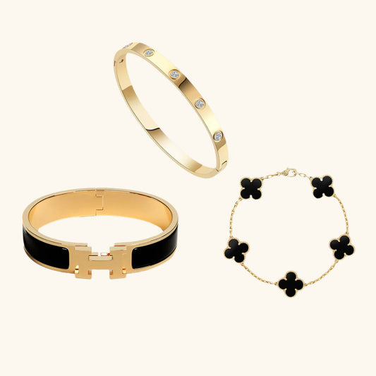 3-delige Armbandenset Zwart