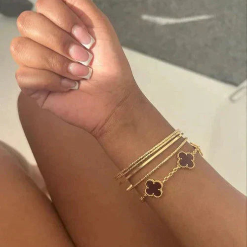 CLOVER | Zwart/Gouden Armband
