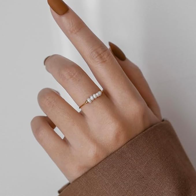 Magnolia Zoetwaterparel Gouden Ring
