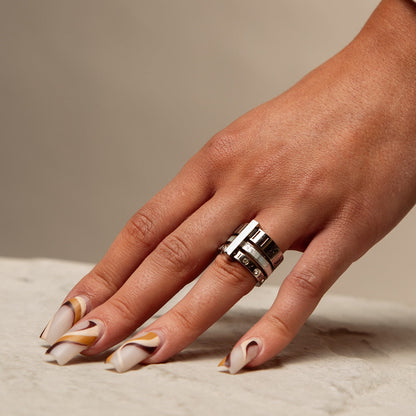 Drie-laagse Steenring - Zilver