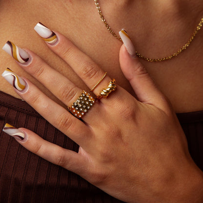 Dunne Touw Twist Ketting Ring - Goud