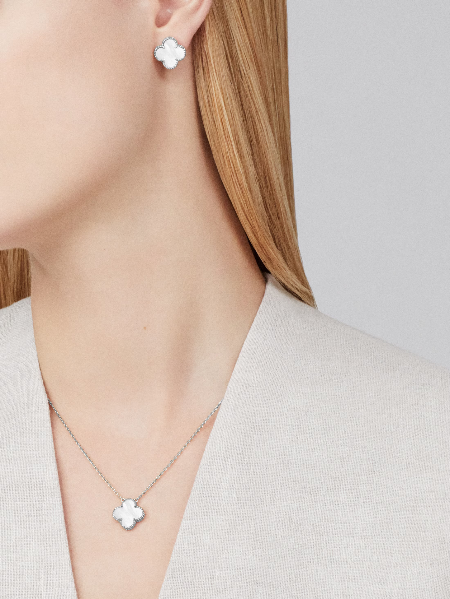CLOVER | Wit/Zilveren Ketting